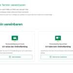 Screenshot von Terminvergabetool vom Antrag der Baufinanzierung über die PSD-Bank Nuernberg