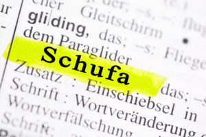 Das Wort Schufa angemarkert in einem Lexikontext