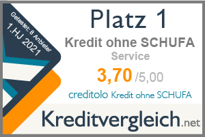 Testsiegel für die Kategorie Service: 1. Platz für creditolo Kredit ohne SCHUFA