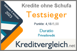 Duratio ist Testsieger in unserem Test der Kredite ohne Schufa im Jahr 2023