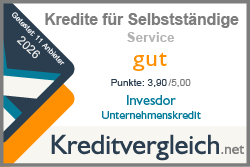 Testsiegel-Kredit fuer Selbststaendige-2026-Service-gut-invesdor-Unternehmenskredit