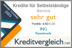Testsiegel für die Kategorie Service: sehr gut für den Kredit der ING
