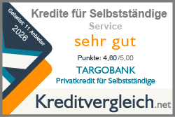 Testsiegel-Kredit fuer Selbststaendige-2026-Service-Sehr gut-TARGOBANK-Privatkredit fuer Selbststaendige